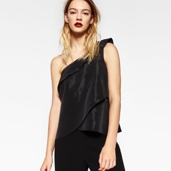 Zara Basic Collection One Shoulder Tiered Tank - Picture 2 of 4